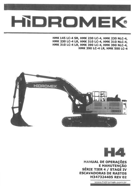 MANUAL DE OPERAÇÃO E MANUTENÇÃO PDF ESCAVADEIRAS HMK 145LC-4 SR, HMK 500LC-4 - HIDROMEK