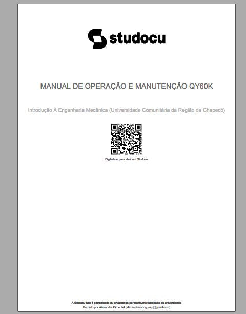 MANUAL DE OPERAÇÃO E MANUTENÇÃO PDF GUINDASTE QY30K - XCMG