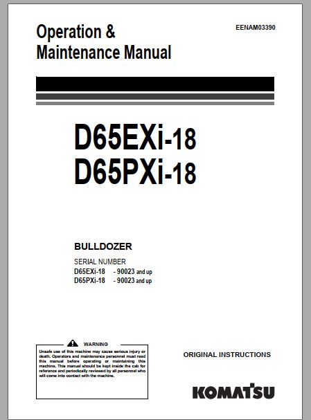 MANUAL DE OPERAÇÃO E MANUTENÇÃO PDF TRATOR ESTEIRA D65EXI-18 D65PXI-18  - KOMATSU