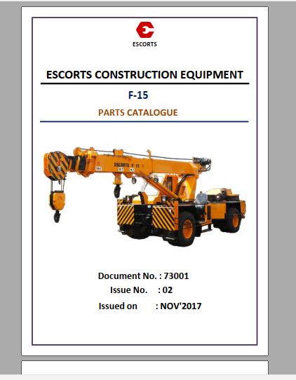 CATALOGO DE PEÇAS PDF GUINDASTE F15 - ESCORTS