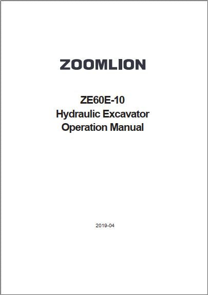 MANUAL DE OPERAÇÃO PDF ESCAVADEIRA HIDRÁULICA ZE60E-10 - ZOOMLION
