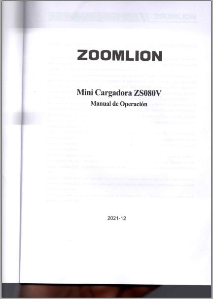 MANUAL DE OPERAÇÃO PDF MINI CARREGADEIRA ZS080V - ZOOMLION