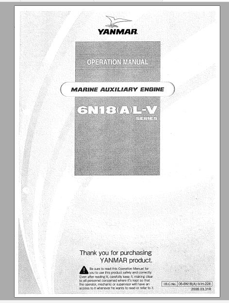MANUAL DE OPERAÇÃO PDF MOTOR 6N18(A)L-V - YANMAR