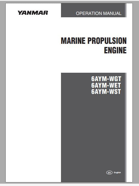 MANUAL DE OPERAÇÃO PDF MOTORES 6AYM-WGT 6AYM-WET 6AYM-WST - YANMAR