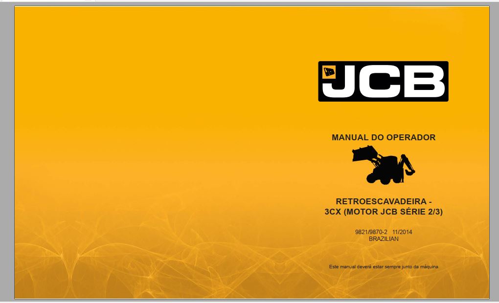 MANUAL DE OPERAÇÃO PDF RETROESCAVADORA 3CX - JCB