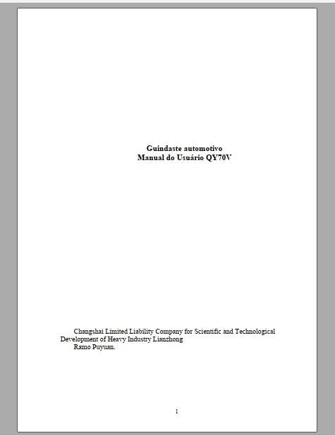 MANUAL DO OPERADOR PDF GUINDASTE AUTOMOTIVO QY70V - ZOOMLION