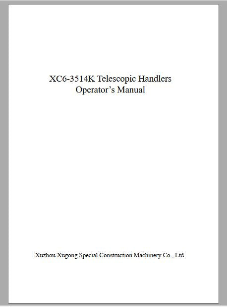 MANUAL DO OPERADOR PDF MANIPULADOR TELESCÓPICO XC6-3514K - XCMG