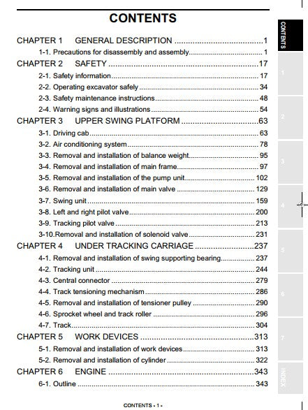 MANUAL DE SERVIÇO  ESCAVADEIRA HIDRAULICA SOBRE ESTEIRAS - SY205C, SY215C SANY