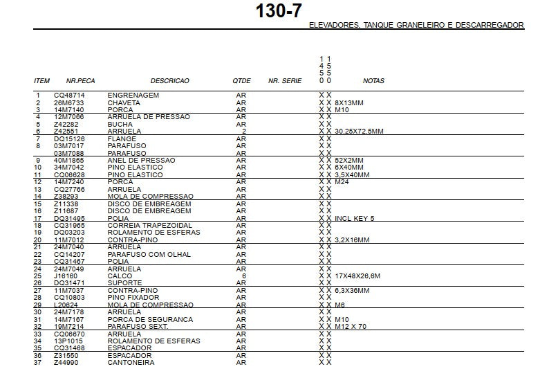Catálogo De Peças Colheitadeiras John Deere 1450 E 1550