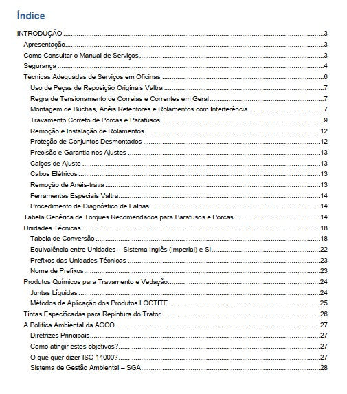 MANUAL DE SERVIÇO TRATOR LINHA BH GIII VALTRA
