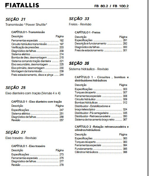 Manual Serviço Retroescavadeira Fiatallis Fb80.2 E Fb100.2