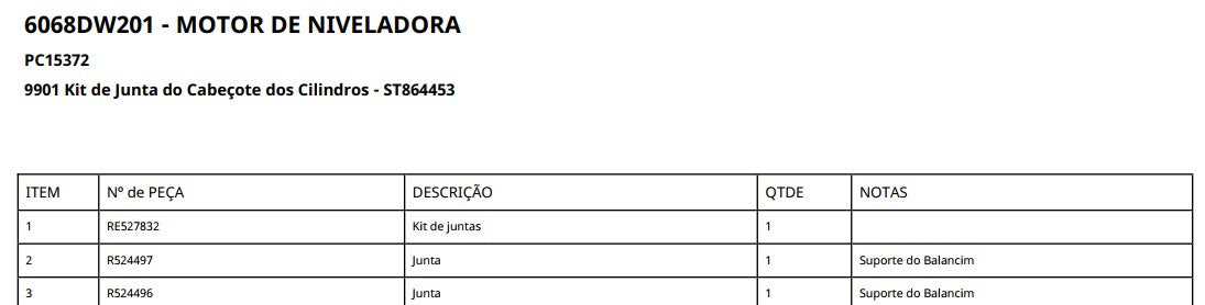 CATALOGO DE PEÇAS JOHN DEERE MOTONIVELADORA 620G