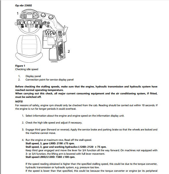 manual de serviço Volvo L120D pá carregadeira - página interna sobre sistema de freios