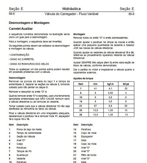 Manual De Serviços Jcb 3cx Retroescavadeira