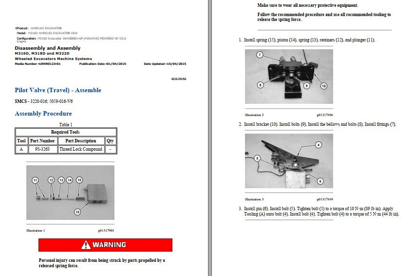 Manual de Serviço CATERPILLAR - M316D - Escavadeira De Rodas (Inglês) PDF
