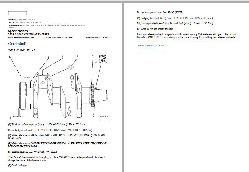Manual de Serviço CATERPILLAR - D6D - Trator De Esteira (Inglês) PDF