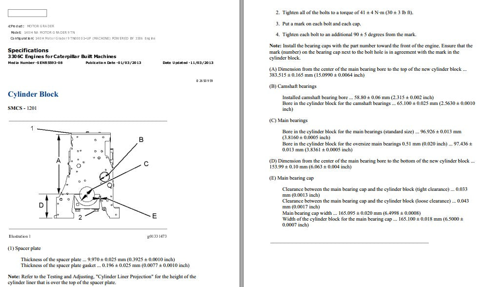 Manual de Serviço Caterpillar - 140H ES - Motoniveladora (Inglês) PDF