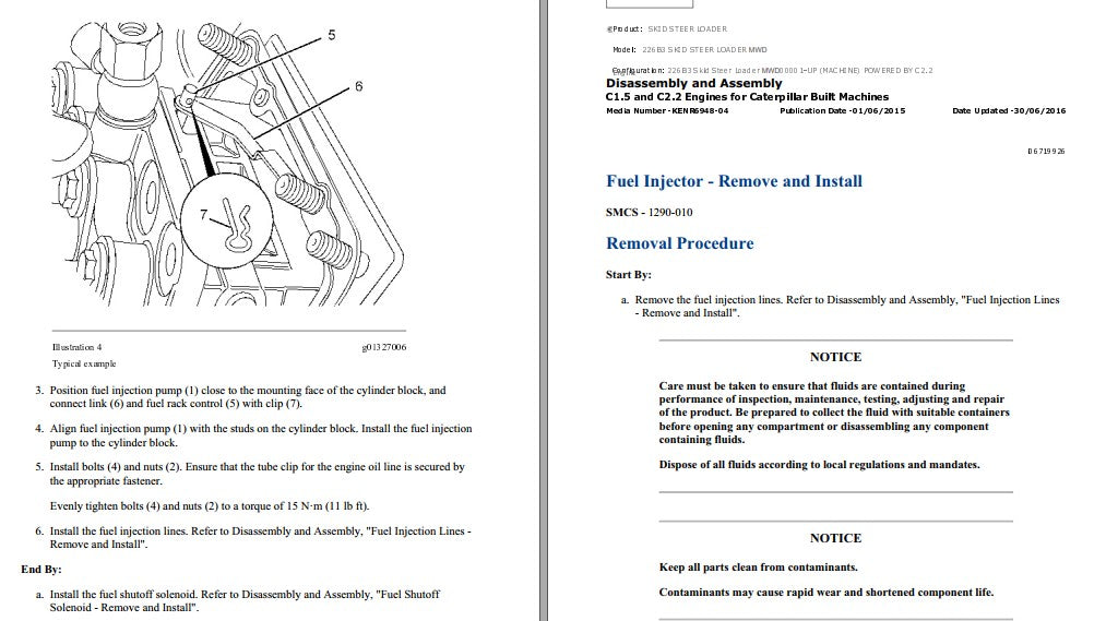 Manual de Serviço Caterpillar - 226B3 - Mini Carregadeira (Inglês) PDF