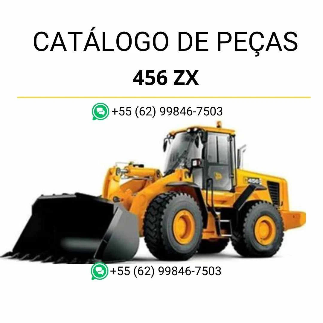 Catálogo de peças da pá carregadeira 456 ZX em PDF, com vistas explodidas e identificação detalhada de componentes originais.