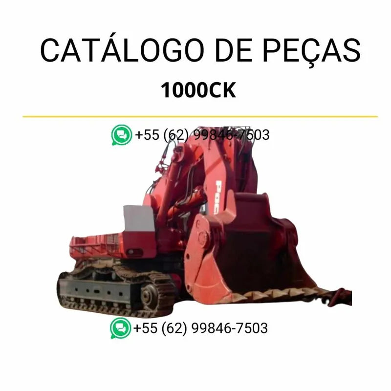 Catálogo de peças Case 1000CK Escavadeira Poclain em PDF com ilustrações detalhadas e lista completa de componentes originais fabricados entre 1975 e 1977.