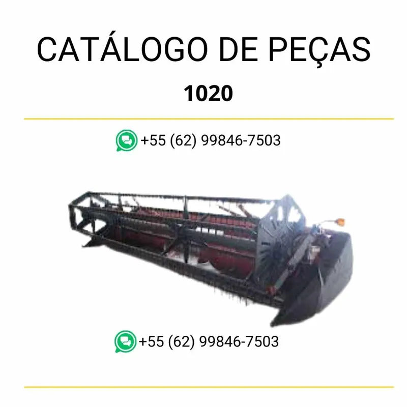 Catálogo de peças da colheitadeira de grãos Case 1020 em PDF, com ilustrações técnicas precisas e lista detalhada de componentes originais.
