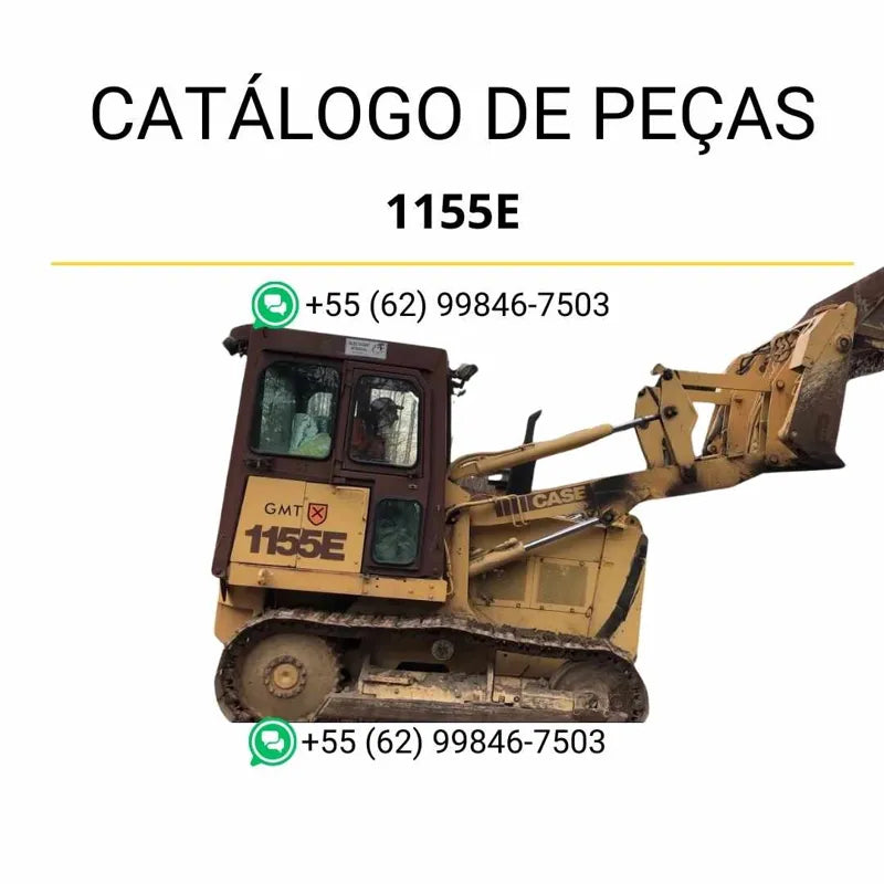 Catálogo de peças CASE 1155E em PDF com ilustrações técnicas e identificação detalhada dos componentes do trator de esteira