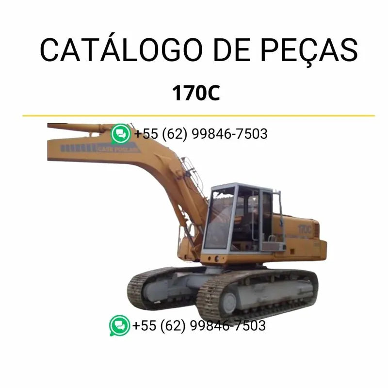 Catálogo de peças Case 170C em PDF, com ilustrações técnicas detalhadas e lista completa de componentes originais da escavadeira de esteiras.
