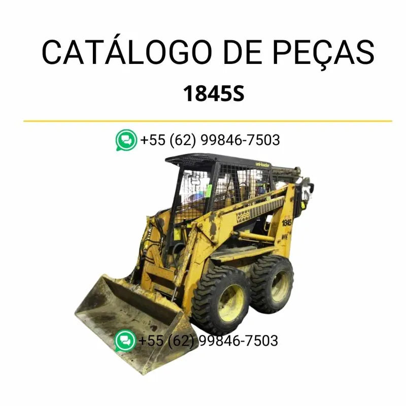 Catálogo de peças CASE 1845S em PDF com ilustrações técnicas e identificação completa dos componentes da minicarregadora