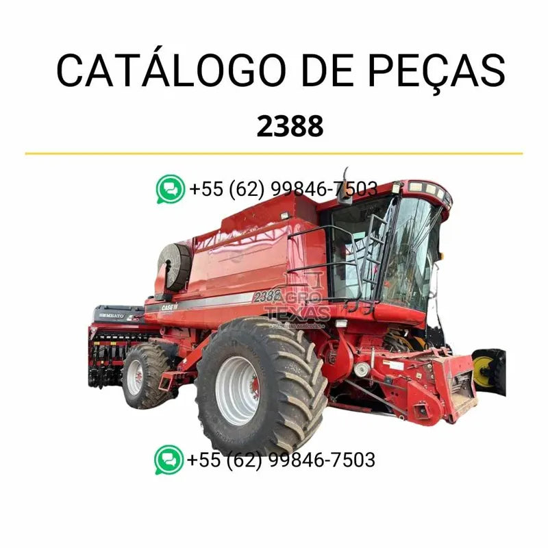 Catálogo de peças da colheitadeira CASE 2388 em PDF, com ilustrações técnicas e identificação completa dos componentes originais.