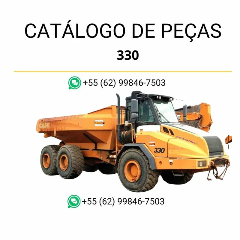 Catálogo de peças CASE 330 em PDF, com ilustrações técnicas e identificação completa dos componentes do caminhão articulado