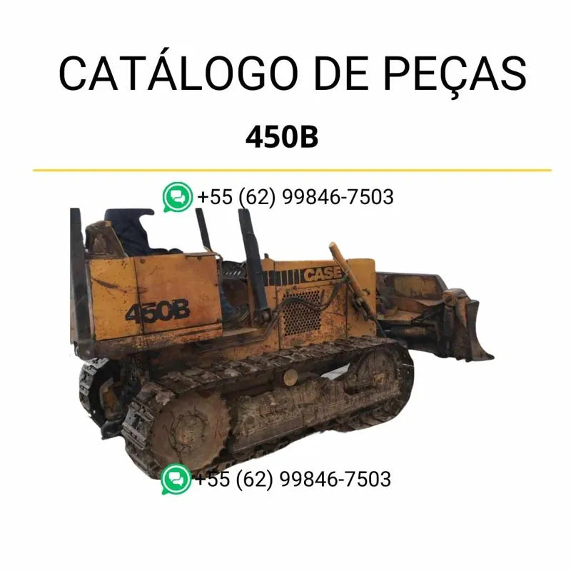 Catálogo de peças CASE 450B em PDF com diagramas detalhados, lista de componentes e referências originais do trator de esteira