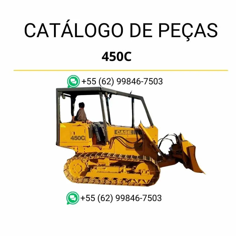 Catálogo de peças CASE 450C em PDF com vistas explodidas, códigos originais e identificação completa do trator de esteira