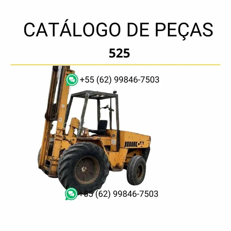 Catálogo de peças CASE 525 em PDF com diagramas técnicos e identificação detalhada dos componentes da empilhadeira 1976–1980.