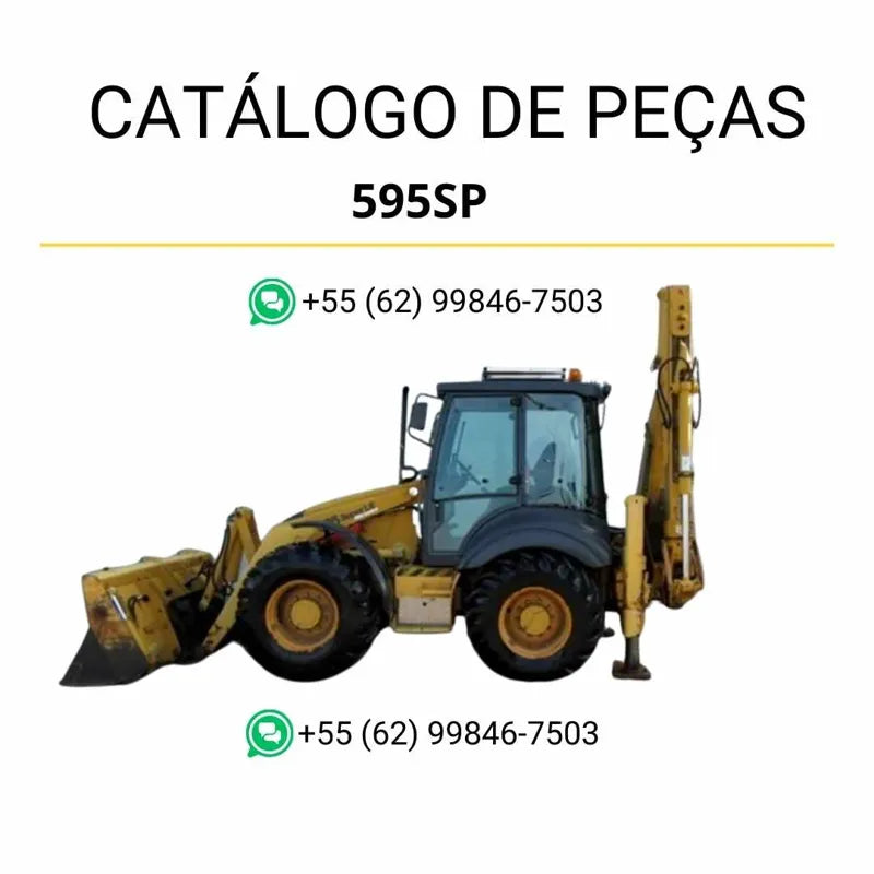 Catálogo de peças CASE 595SP em PDF com diagramas técnicos e identificação completa dos componentes da retrocarregadora 1997–2001.