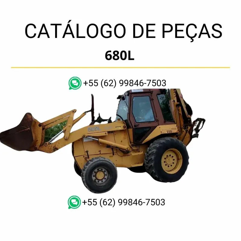 Catálogo de peças CASE 680L em PDF com diagramas técnicos e identificação completa dos componentes da retrocarregadora 1988–1993.