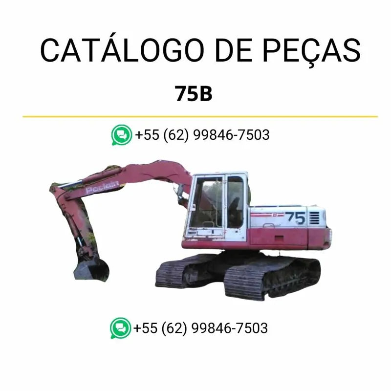 Catálogo de peças Case 75B Escavadeira Poclain em PDF com ilustrações detalhadas e identificação completa dos componentes originais das séries 83 a 87.