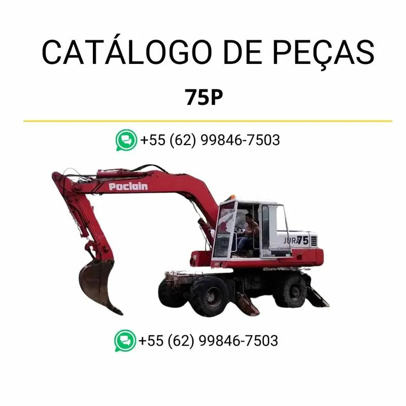 Catálogo de peças Case 75P Escavadeira Poclain em PDF com diagramas técnicos e lista completa de componentes originais das séries 75 a 83.