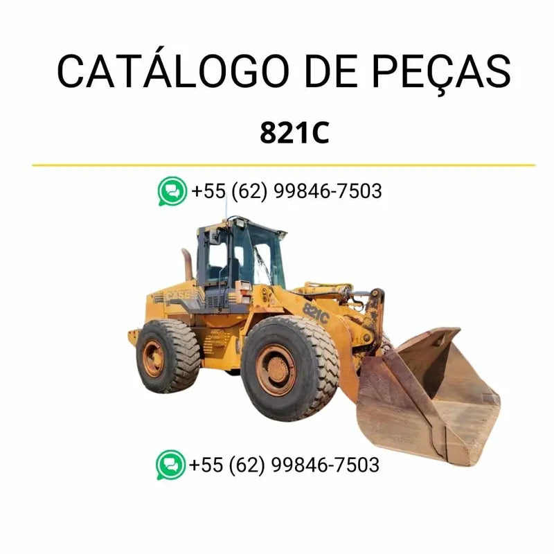 Catálogo de peças CASE 821C em PDF com diagramas e identificação detalhada dos componentes da pá-carregadeira