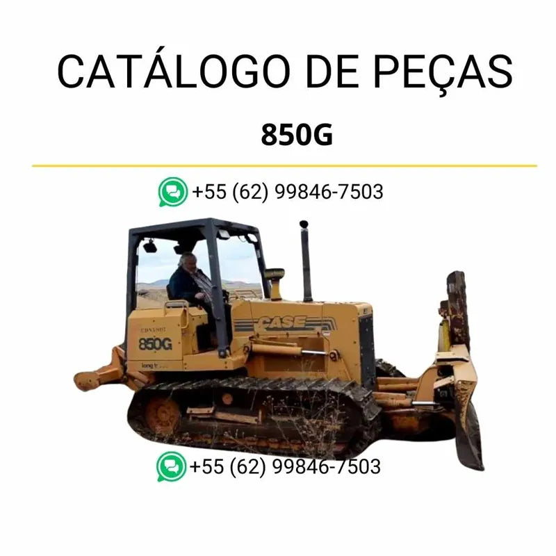 Catálogo de peças CASE 850G em PDF com vistas explodidas, códigos originais e detalhes técnicos do trator de esteira