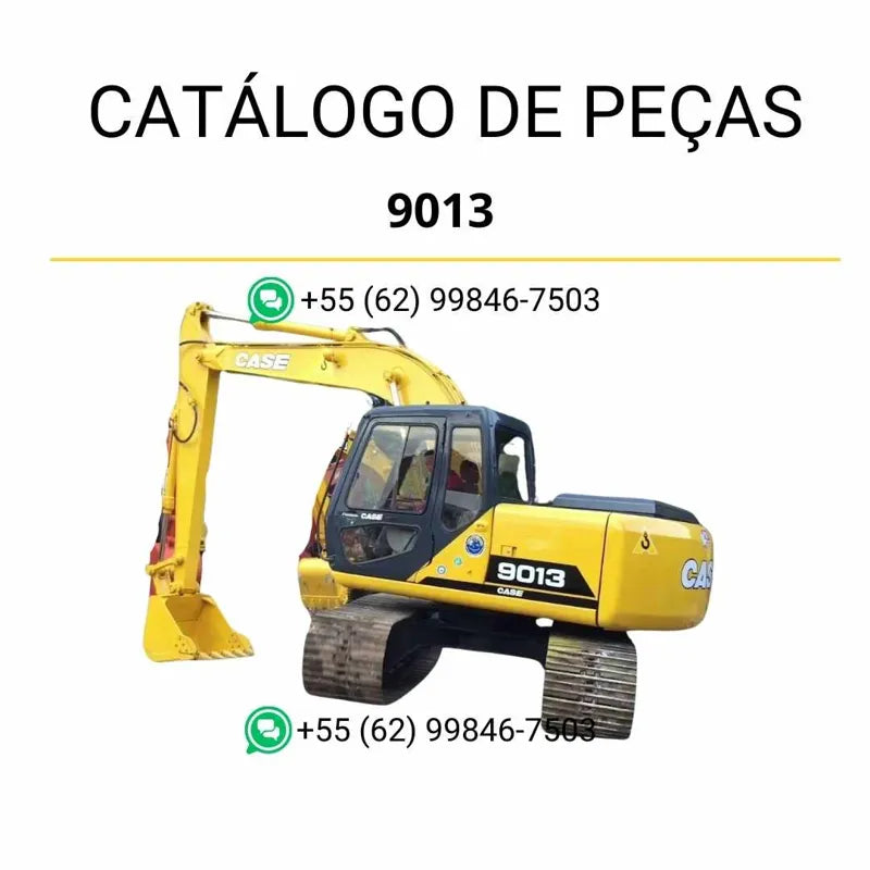 Catálogo de peças Case 9013 em PDF com ilustrações detalhadas e identificação completa dos componentes da escavadeira de esteiras.
