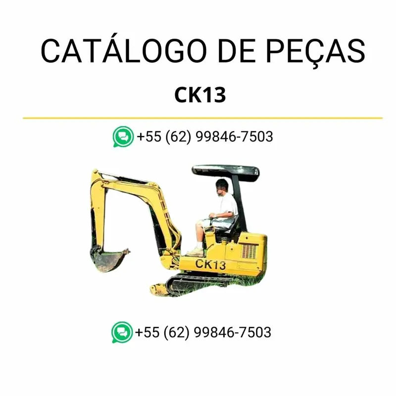 Catálogo de peças Case CK13 em PDF, com vistas explodidas e lista detalhada dos componentes originais da escavadeira de esteiras.