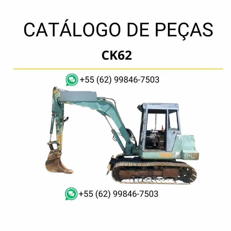 Catálogo de peças Case CK62 em PDF, com ilustrações técnicas e lista detalhada de componentes originais da escavadeira de esteiras.