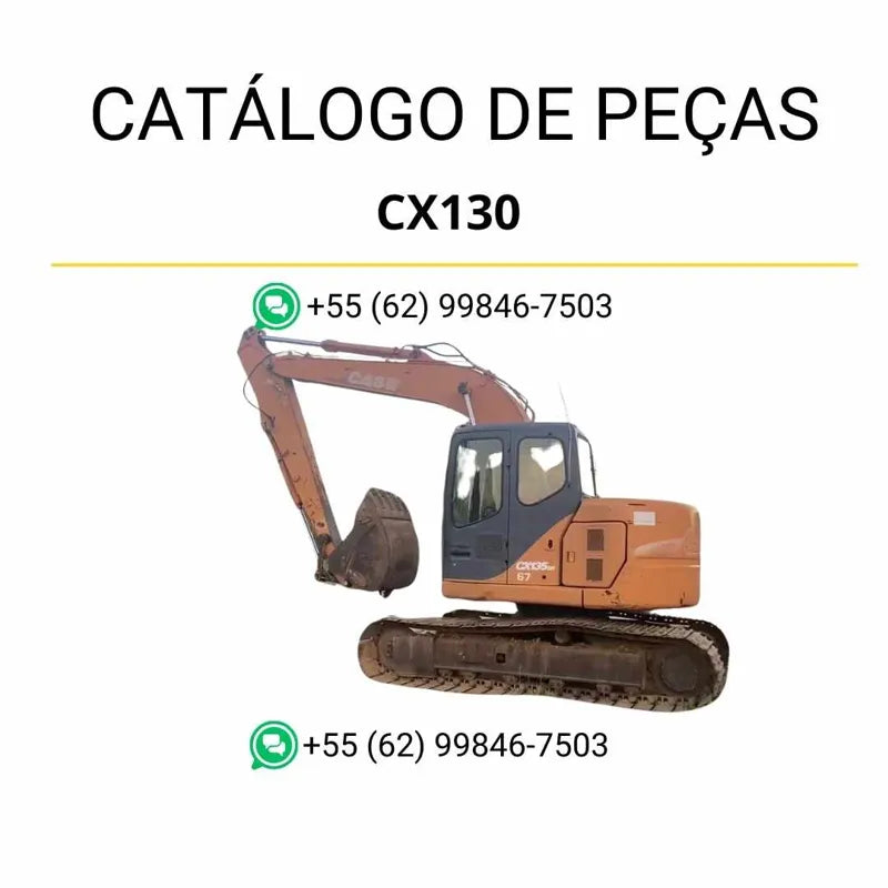 Catálogo de peças Case CX130 em PDF, com ilustrações detalhadas e identificação completa dos componentes originais da escavadeira de esteiras.