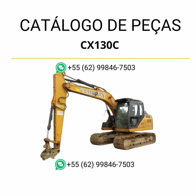 Catálogo de peças Case CX130C TIER 4 em PDF, com ilustrações detalhadas, listas originais de componentes e diagramas técnicos completos da escavadeira.