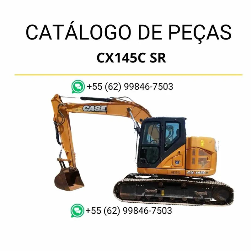 Catálogo de peças Case CX145C SR TIER 4 em PDF, com diagramas técnicos detalhados e lista completa de componentes originais da escavadeira de esteiras.