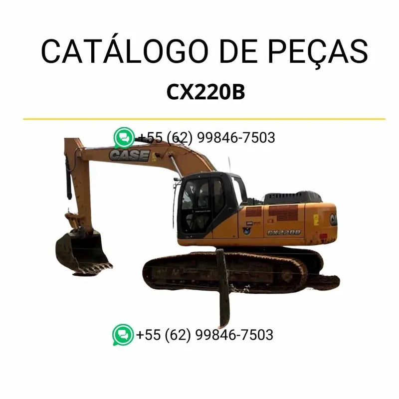 Catálogo de peças Case CX210B SL em PDF, com ilustrações detalhadas, códigos originais e esquema completo dos componentes da escavadeira.