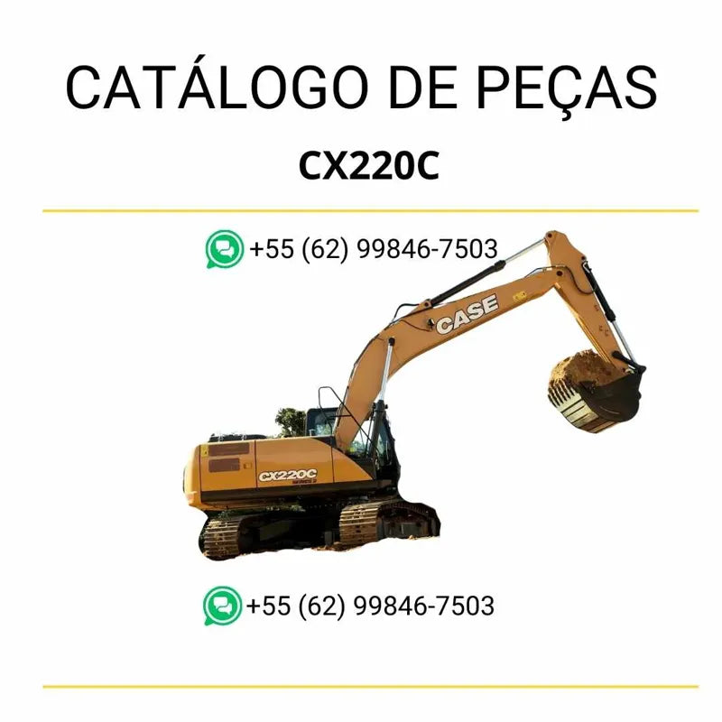 Catálogo de peças da escavadeira hidráulica Case CX220C Série 2 em PDF, com diagramas técnicos completos e lista detalhada de componentes originais.