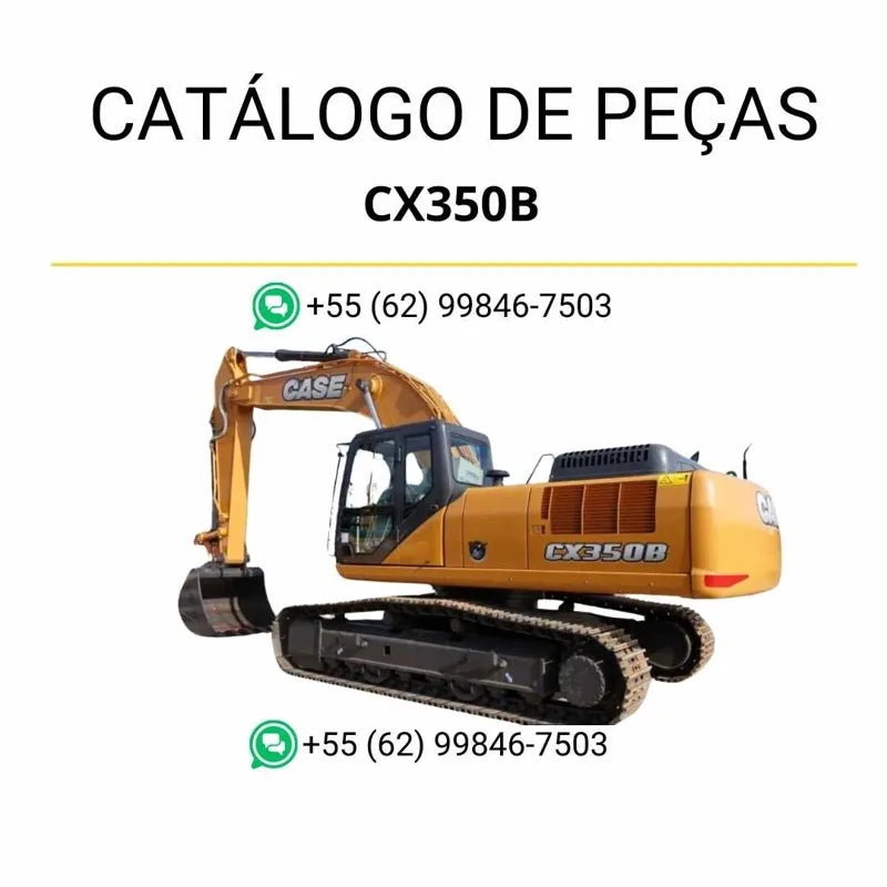 Catálogo de peças Case CX350B TIER 3 em PDF, com vistas explodidas, diagramas técnicos e identificação detalhada de componentes originais.