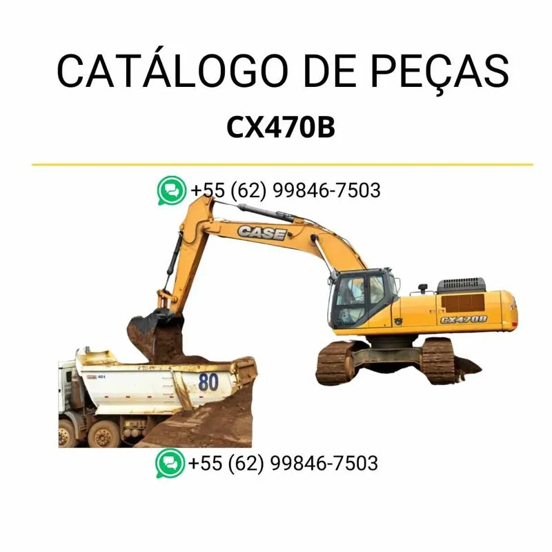 Catálogo de peças Case CX470B Escavadeira de Esteiras em PDF, com ilustrações detalhadas, diagramas técnicos e lista completa de componentes originais.
