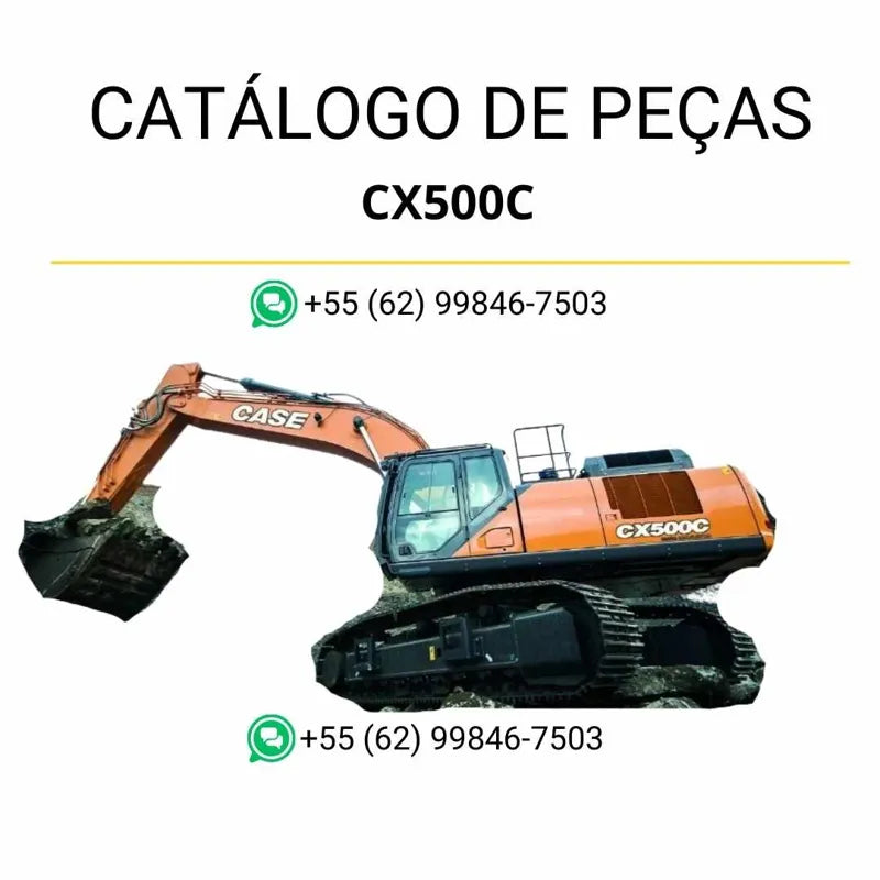 Catálogo de peças Case CX500C TIER 3 em PDF, com diagramas técnicos detalhados, ilustrações completas e lista de componentes originais da escavadeira.